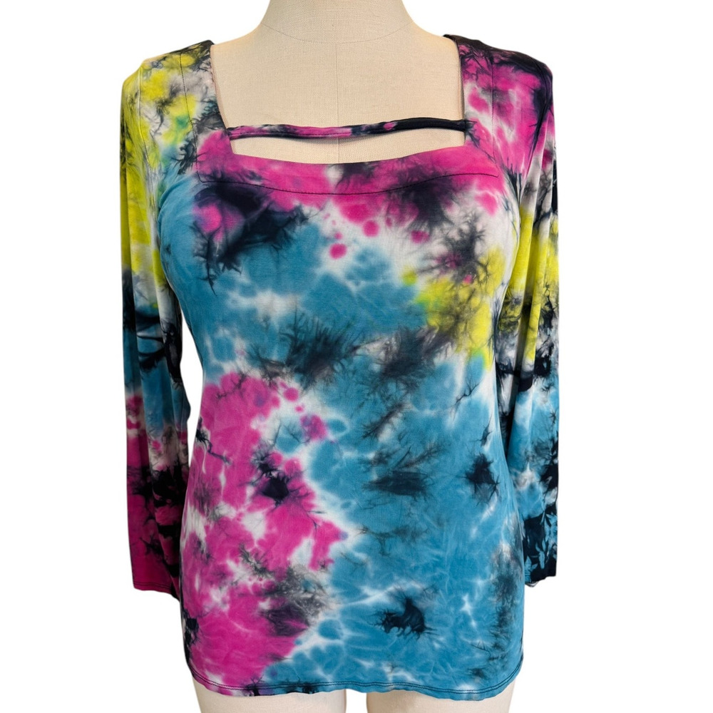 Torrid 1 (1X 14/16) Rainbow Tie Dye Strappy Neck Super Soft Lovesick T Shirt New